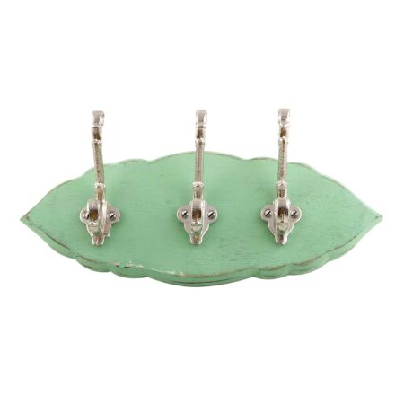 Green Silver Small Wall Wooden Iron Hooks